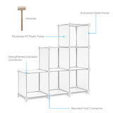 TomCare Cube Storage 6-Cube Bookshelf Closet Organizer Storage Shelves Shelf Cubes Organizer Plastic Square Book Shelf Bookcase DIY Closet Cabinet Organizer Shelving for Home Office Bedroom, White