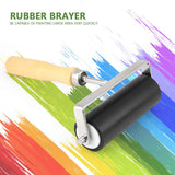 Cepillo de Rodillo Rodillo Brayer de Goma con Mango de Madera Antideslizante Herramienta de Arte para Pintar o Estampar, Sólido, Duradero y Anticorrosión