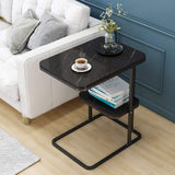 KJRJD 2-Tier mesilla, Sofá Fin Tablas de la Sala, de Noche Perfecto de Noche o de la Sala End/Mesa Decorativa, Marco del rectángulo de sobremesa Robusta de Acero, Diseño de Interiores