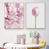 wymhzp 2 Piezas Imprime Flores Cartel Rosa y Gris Pastel Pared Arte Moderno botánico Lienzo Pintura para Dormitorio decoración del hogar 40x60 cm sin Marco