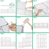 TomCare Cube Storage 6-Cube Bookshelf Closet Organizer Storage Shelves Shelf Cubes Organizer Plastic Square Book Shelf Bookcase DIY Closet Cabinet Organizer Shelving for Home Office Bedroom, White