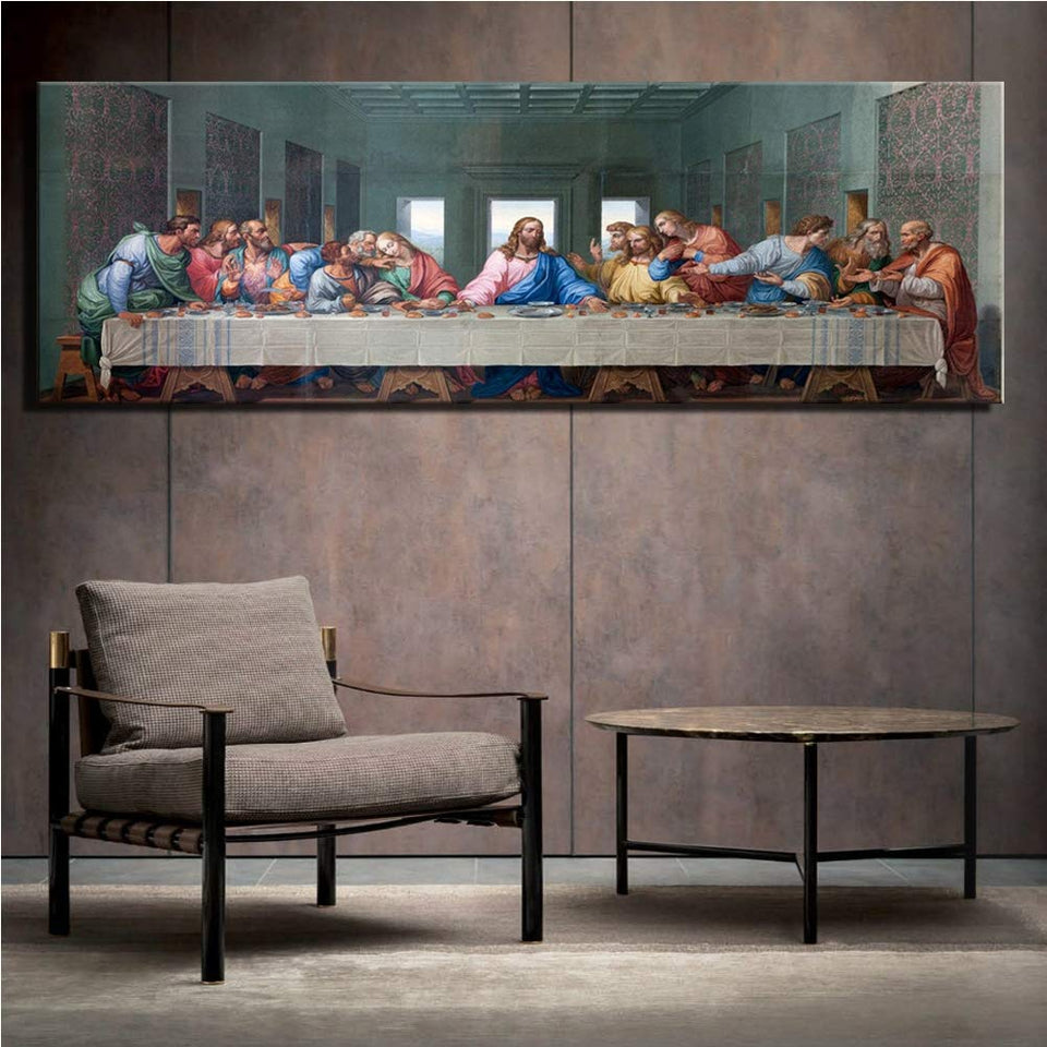 KKJJ Impresiones Lienzos Arte De La Pared - Dios Jesús Póster La Última Cena En Lienzo para La Sala De Estar, Embellecer Su Sala De Estar, Dormitorio, Cocina, Pasillo (Sin Marco),50 * 150CM