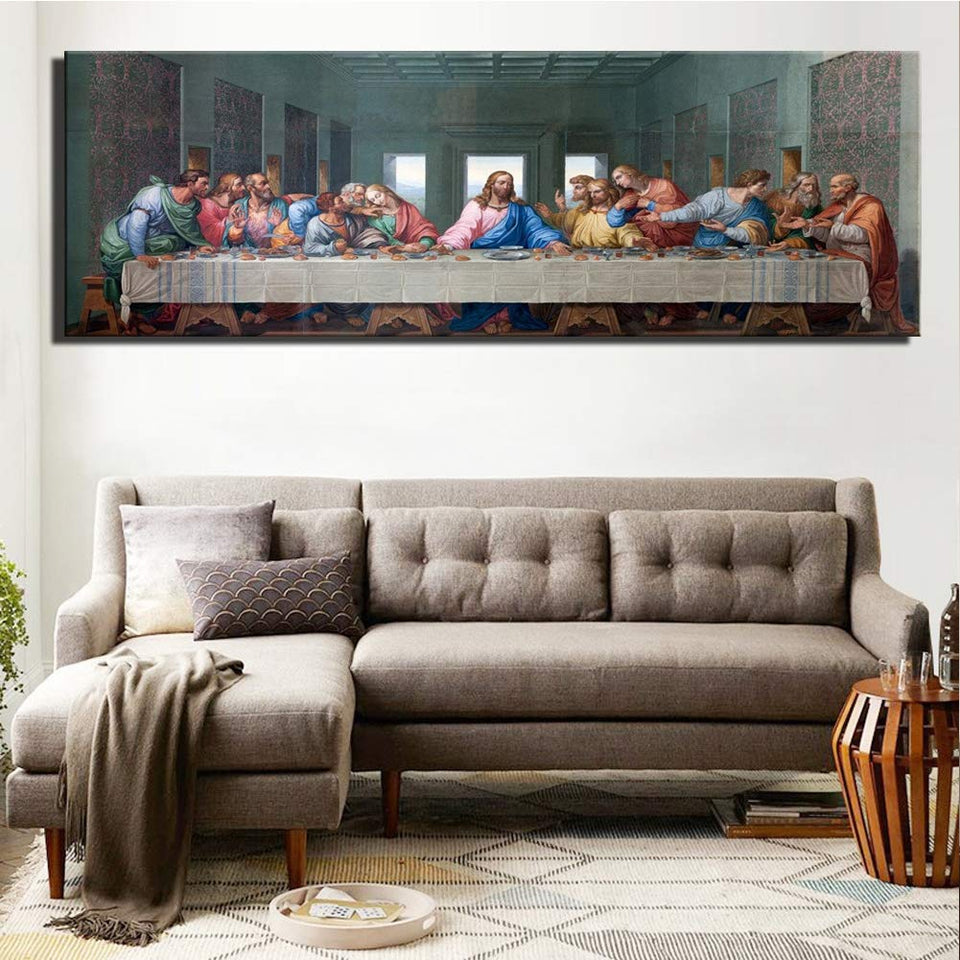 KKJJ Impresiones Lienzos Arte De La Pared - Dios Jesús Póster La Última Cena En Lienzo para La Sala De Estar, Embellecer Su Sala De Estar, Dormitorio, Cocina, Pasillo (Sin Marco),50 * 150CM