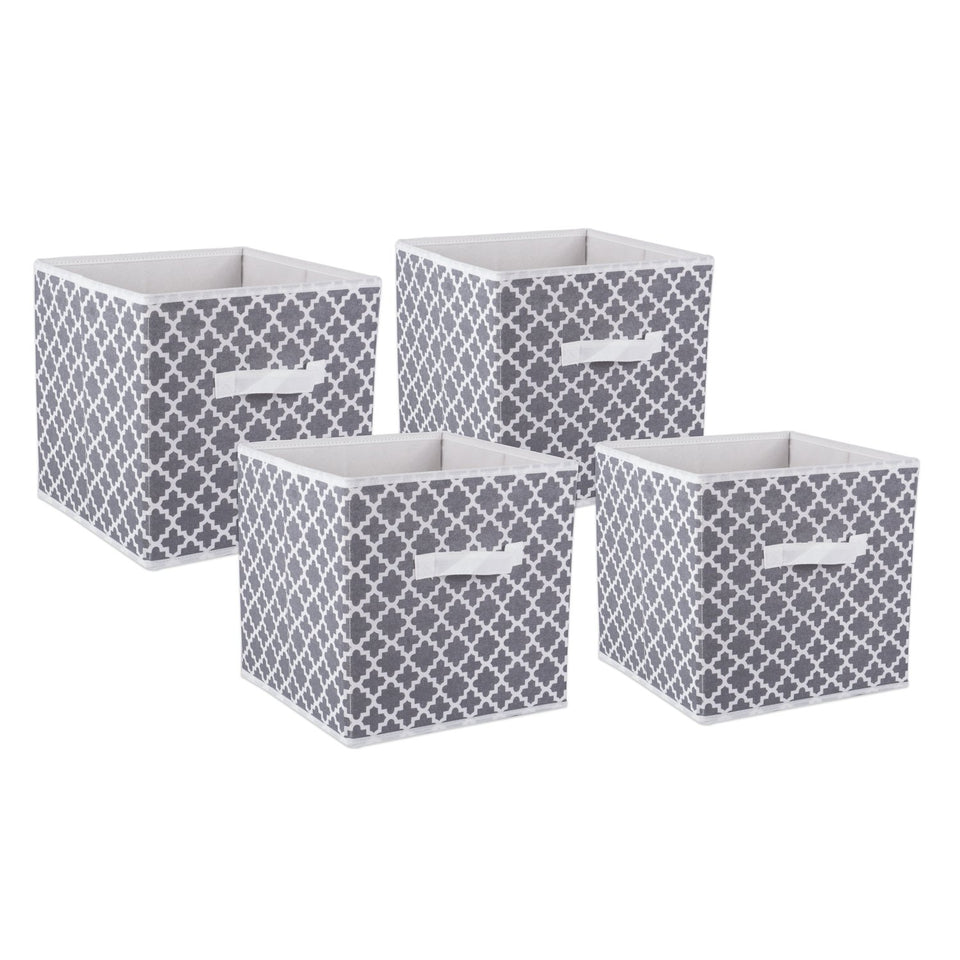 DII Contenedores plegables de tela para guarderías, oficinas, armarios, decoración del hogar, organizadores en cubo y necesidades de almacenamiento diarias, (grande, 27.9 x 27.9 x 27.9 cm), entramado gris, juego de 2, Set de 4, Gris (Lattice Gray), 1