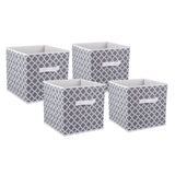 DII Contenedores plegables de tela para guarderías, oficinas, armarios, decoración del hogar, organizadores en cubo y necesidades de almacenamiento diarias, (grande, 27.9 x 27.9 x 27.9 cm), entramado gris, juego de 2, Set de 4, Gris (Lattice Gray), 1