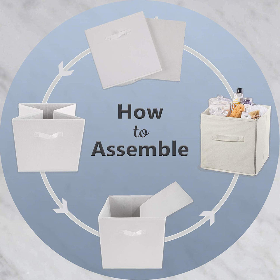 DII Contenedores plegables de tela para guarderías, oficinas, armarios, decoración del hogar, organizadores en cubo y necesidades de almacenamiento diarias, (grande, 27.9 x 27.9 x 27.9 cm), entramado gris, juego de 2, Set de 4, Gris (Lattice Gray), 1