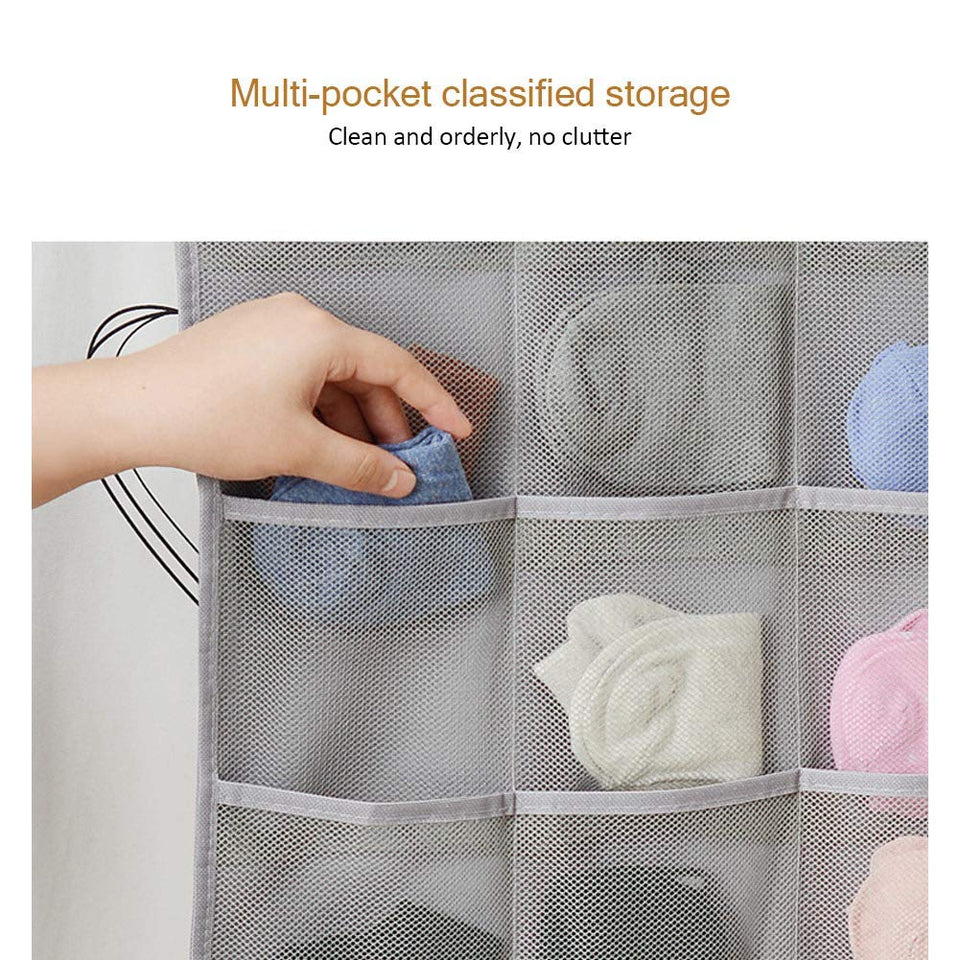 Jasinber Organizador del armario que cuelga, 30 bolsillos organizador de armario de doble cara para ropa interior, sujetador, calcetines (Gris)